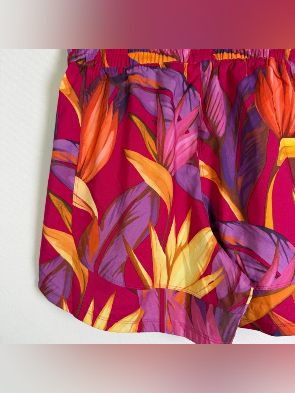 Farm Rio x Adidas Women Tropical Print Shorts Bird of Paradise High Rise Sz S - Picture 7 of 10